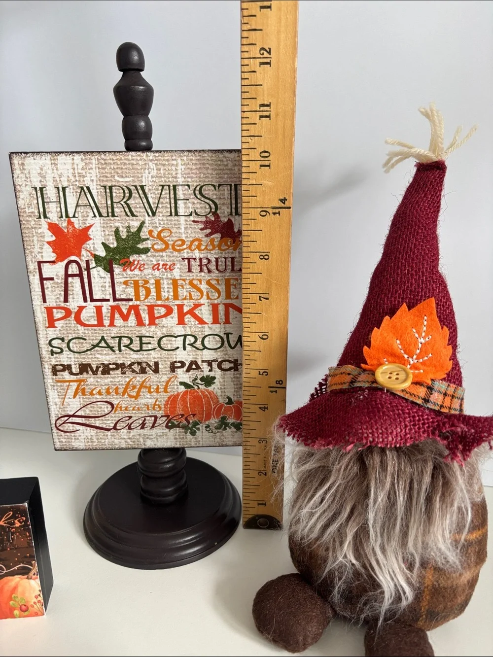 Harvest Fall Decor Bundle Tabletop Block Set Gnome Pumpkin Leaf ceramic